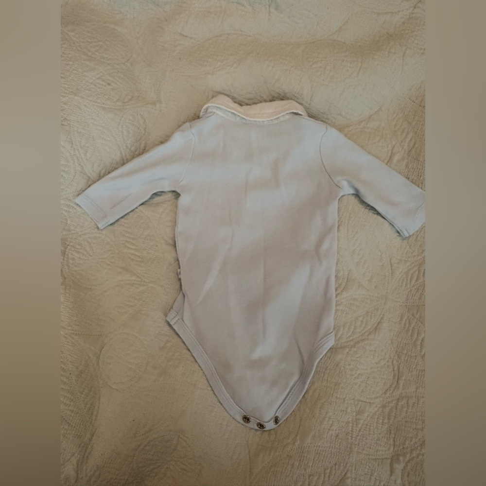 Soft Light Blue Long-Sleeve Baby Bodysuit with Collar